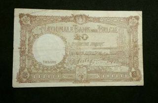 1944 Belgium 20 Francs Banknote P - 111 King Albert Queen Elizabeth WW2 WORLD WAR 4