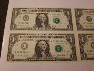 2003 $1✯STAR NOTES✯4 Consecutive Serial One Dollar Bills UNC. 2