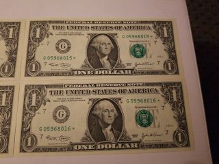 2003 $1✯STAR NOTES✯4 Consecutive Serial One Dollar Bills UNC. 3