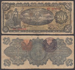 Mexico 20 Pesos 1914 (f) Banknote P - S706 W/stamps