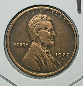 1922 D Lincoln Penny Cent Fine,  Semi Key Date