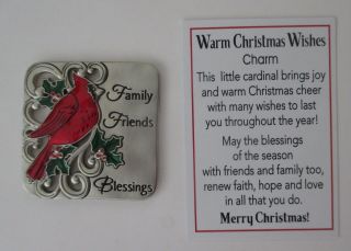 L Family Friends Blessings Warm Christmas Wishes Pocket Token Charm Cardinal