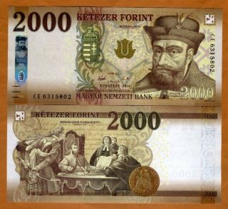 Hungary,  2000 Forint,  2016,  P -,  Redesigned Unc