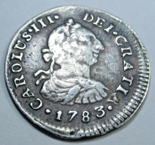 1783 Mi Spanish 1/2 Reales Piece Of 8 Real Us Colonial Era Pirate Treasure Coin