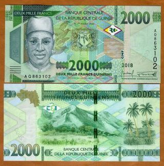 Guinea,  2000 Francs,  2018 (2019),  P -,  Unc Design,  Denomination