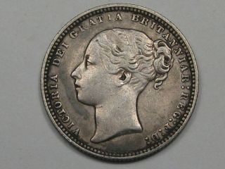 1875 Great Britain Silver Shilling (die 9).  Victoria.  12