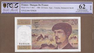 France: 20 Francs Banknote,  (unc Pcgs62),  P - 151a,  1980,