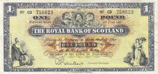 Royal Bank Of Scotland 1 Pound Robertson 1967 P - 325 Vf