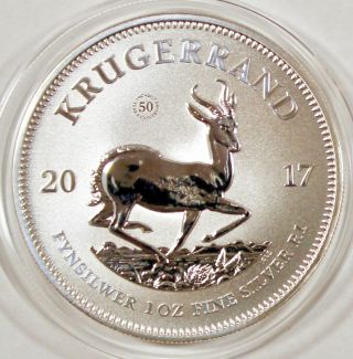 2017 50th Anniversary South Africa 1oz Silver Krugerrand Premium Bu Gem W/coa