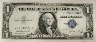 1935 - E $1.  00 Star Note Silver Certificate Blue Seal One Dollar Bill -