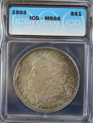 1903 Morgan Silver Dollar Icg Ms 66 Toned