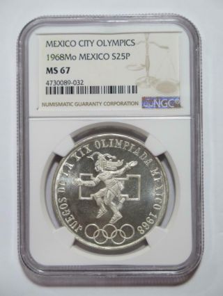 Mexico 1968 Mo 25 Pesos Olympics Ngc Graded Ms67 World Coin ✮no Reserve✮