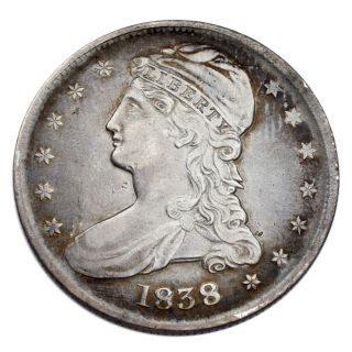1838 50c Bust Half Dollar In Vf,  Some Toning On Both Sides