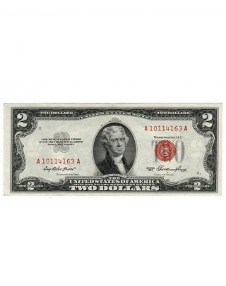 ✯ 1953 Two Dollar Note Red Seal ✯$2 Bill ✯us Currency✯old Money✯ Au