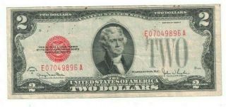 1928 G United States $2 Two Dollar Bill Red Seal Ea Block Currency Note H7049896