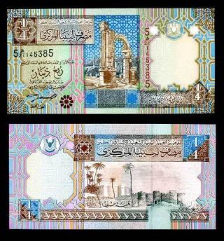 Libya 1/4 Dinar 2002 P 62 Unc