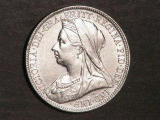 Great Britain 1899 1 Florin Victoria Silver Au - Unc