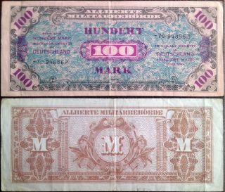 Nazi Germany banknote - 100 hundert mark - year 1944 - Allied Military Currency 3