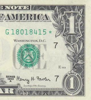 1963 - A Federal Reserve Note " Chicago " $1 Star Note ( (gem Unc))