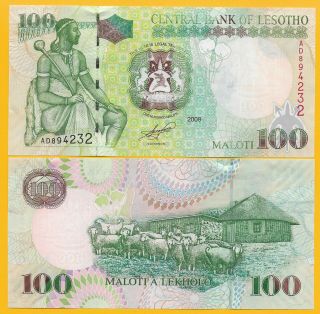 Lesotho 100 Maloti P - 19e 2009 Unc Banknote