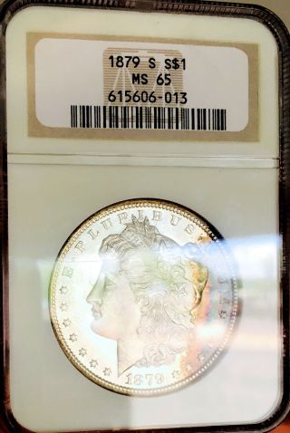 1879 S Morgan Dollar Ngc Ms65 Rainbow Toned Obverse Luster Nr 08308