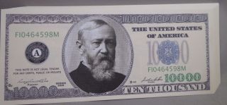 Of 100 Fake 10,  000 Money Bill 10k President Harrison Usa Novelty