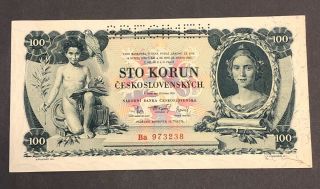 Czechoslovakia 100 Korun 1931 Unc Crisp Banknote P - 23s Specimen