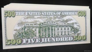 of 100 $500 DOLLAR USA BILLS Novelty MONEY FAKE James Garfield US 2