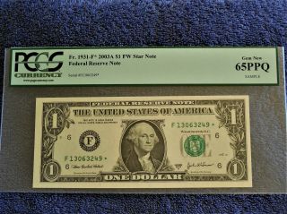 2003a $1.  00 Atlanta Star Note Pcgs 65 Ppq F Block F13063249 Fr.  1931 - F