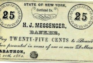 25 Cent (crispy) " H.  J.  Messenger " (york) Rare 25 Cent " H.  J.  Messenger "