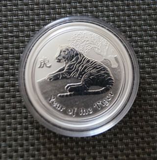 2010 Lunar Series Ii Year Of The Tiger 1/2 Oz.  999 Fine Silver Coin Perth