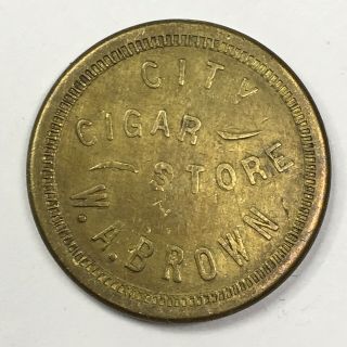 W.  A.  Brown City Cigar Store - Good For 5¢ In Trade Token - Aurelia Iowa - 21 Mm