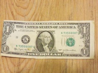 Rare 1977 $1 Bill With Cutting Error On Both Sides And Alignment Error On Front
