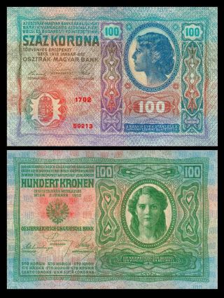 Austria 100 Kronen 1912 Xf - Au Banknote P - 56