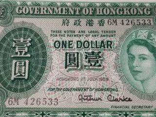 Hong Kong 1959 1 Dollar Note 324ab