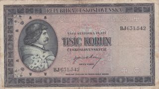 1000 Korun Fine Banknote From Czechoslovakia 1945 Pick - 65