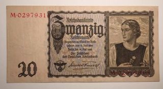 1939 - Germany 20 Reichsmark - Vf,  -