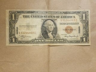 1935 A Hawaii $1 Emergency Note Wwii Ww2 World War Two Relic Fr.  2300