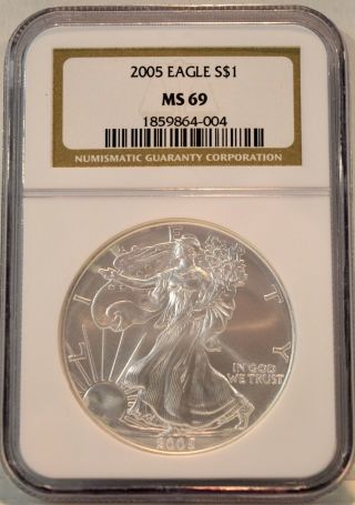 2005 Silver American Eagle - Ngc Ms - 69