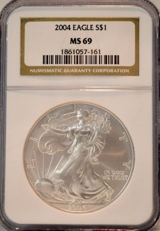 2004 Silver American Eagle - Ngc Ms - 69
