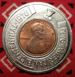 1976 - D Good Luck Encased Bicentennial Lincoln Penny,  Shippensburg,  Pa Coin Club