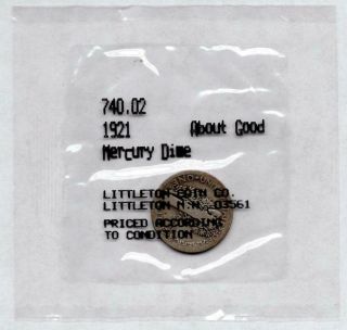 1921 Mercury Liberty Head Silver Dime 10¢ Cent Coin - Good