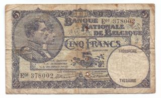 Belgium 5 Francs 1927,  P - 97