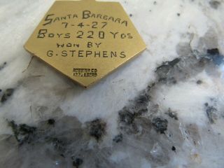Vintage Swimming Sport Medal Award Pin Gold Metal 1927 Boys 220 Yds. 5