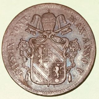 1850 Papal States 1 Baiocco - Pius Ix