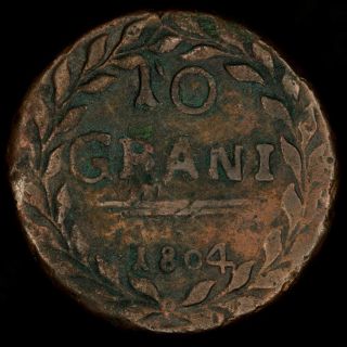 Italian States,  Kingdom Of Sicily - 10 Grani 1804,  Big Coin