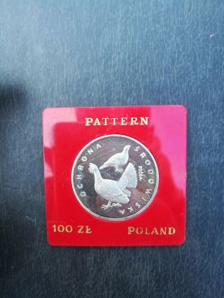 Poland 100 Zlotych 1980 Unc Proba,  Silver Proof Grouse Capercaillie