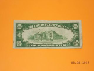 1934 A $10 Dollar Bill Federal Reserve Note 2