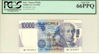 Italy 10,  000 Lire Currency Banknote 1984 Pcgs 66 Gem Unc