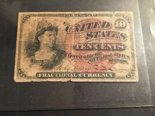 " 1863 ",  10 Cent U.  S.  Fractional Currency Note.